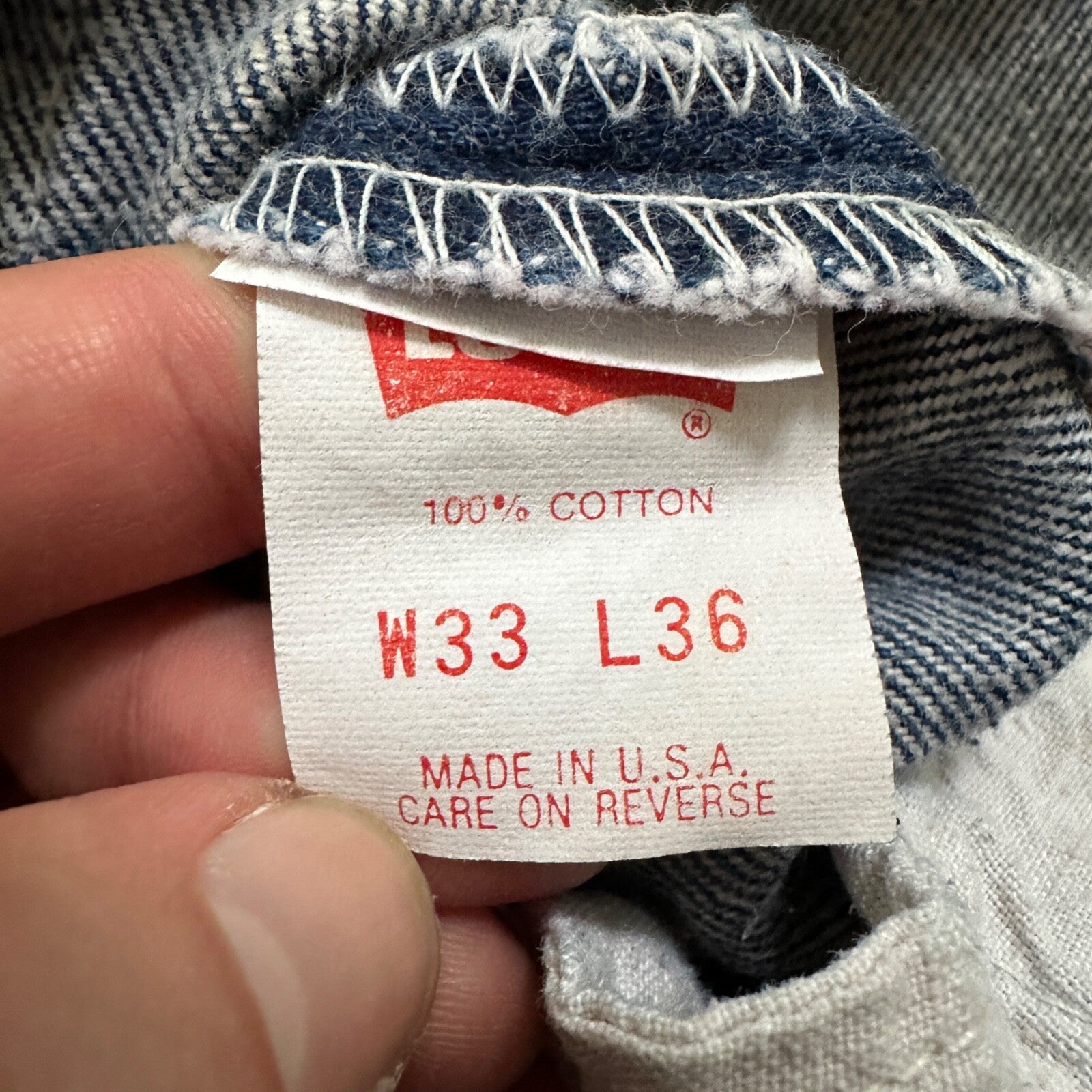 VTG 90s Levis 501 Button Fly 33x36 USA Tag Jeans Straight Wash Blue XX Act 30x31