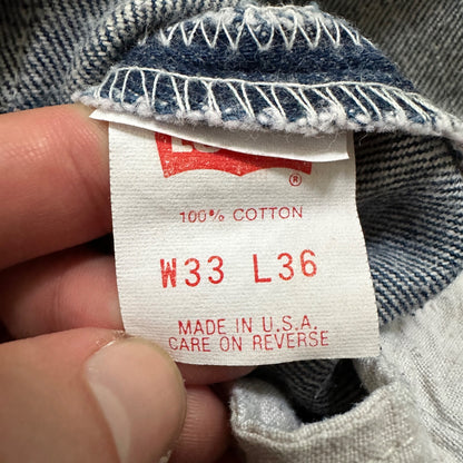 VTG 90s Levis 501 Button Fly 33x36 USA Tag Jeans Straight Wash Blue XX Act 30x31