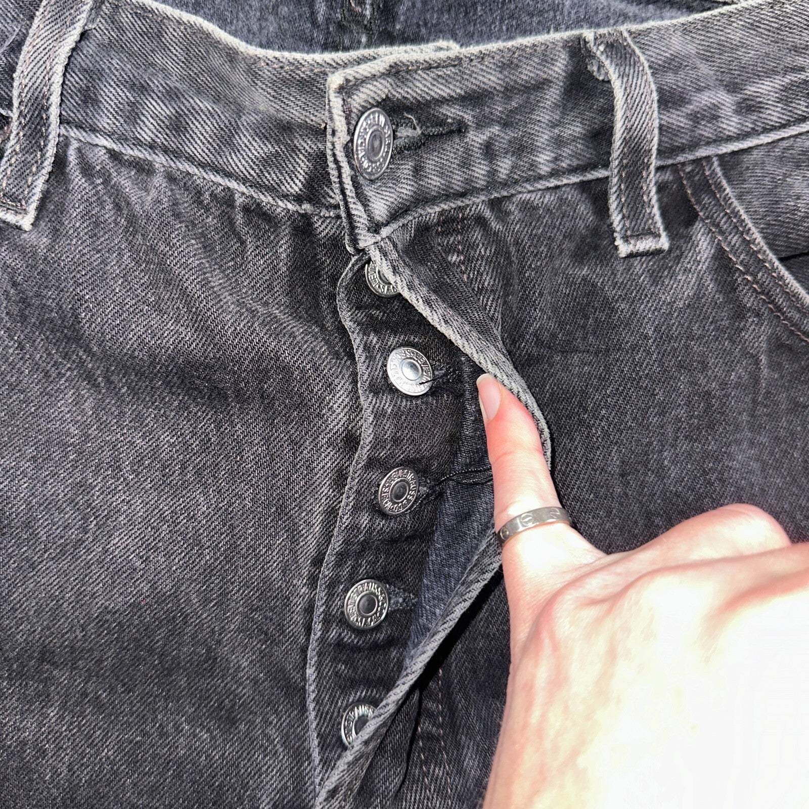 Levis 501 Vintage Y2K Mexico XX Straight Leg Jeans Black Wash 34x31