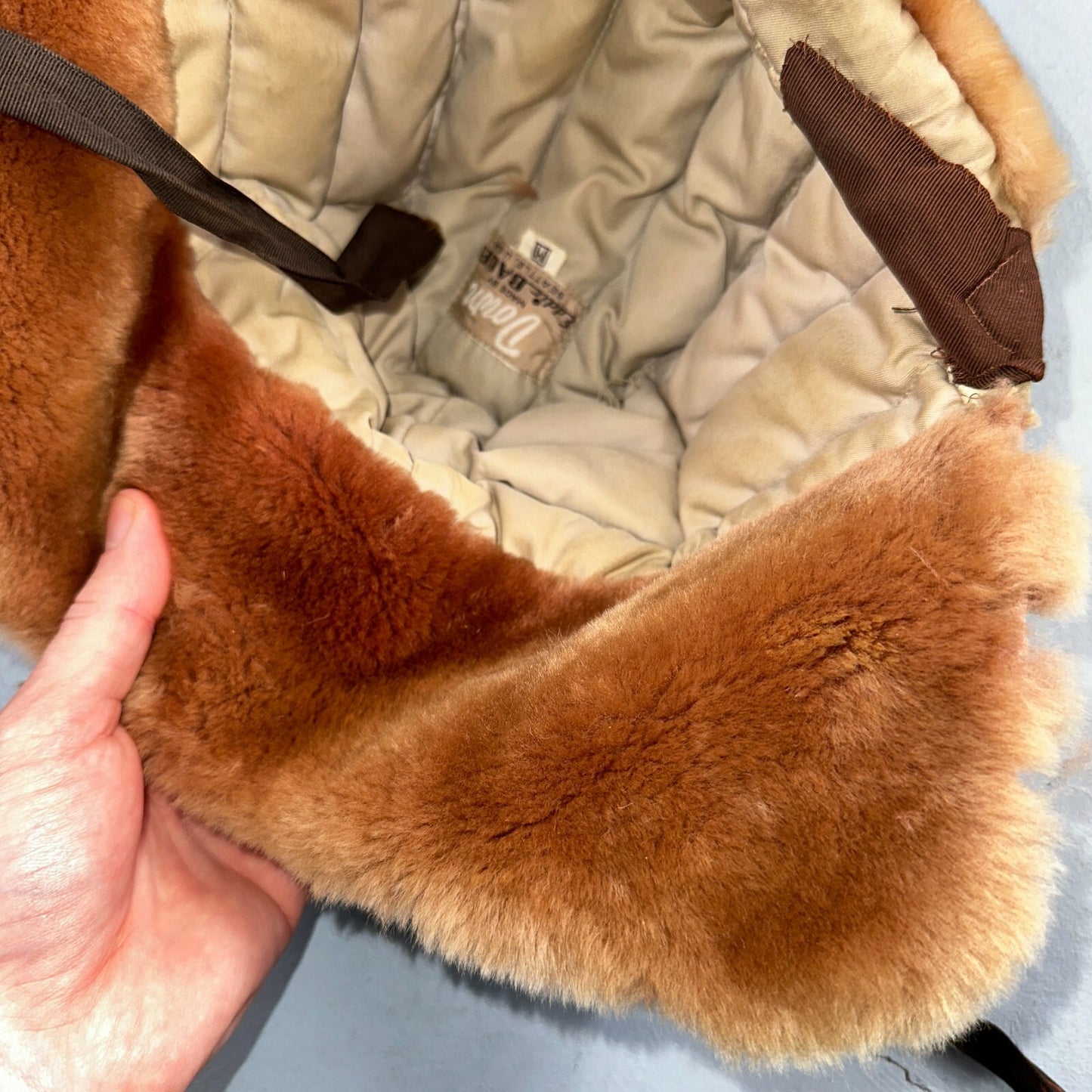 Vintage Eddie Bauer Goose Down Cap Hat Trapper Faux Fur Ear Flaps M 1960s Rare