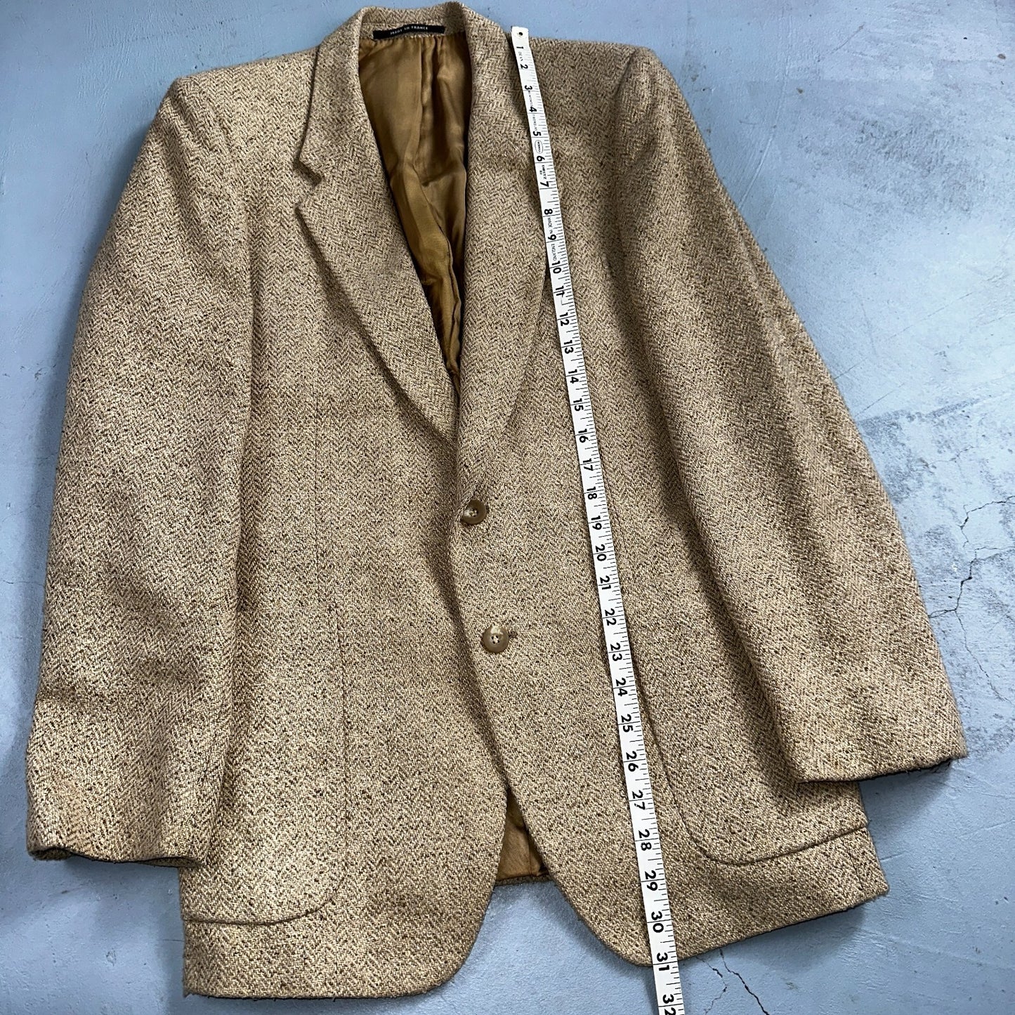 YSL Yves Saint Laurent Vintage Beige Tweed Jacket 38 Blazer Coat France Suit 80s