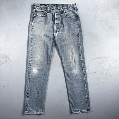 Levis 501 Vintage 90s XX Straight Leg Mexico Jeans 34x36 Light Wash Act 31x32