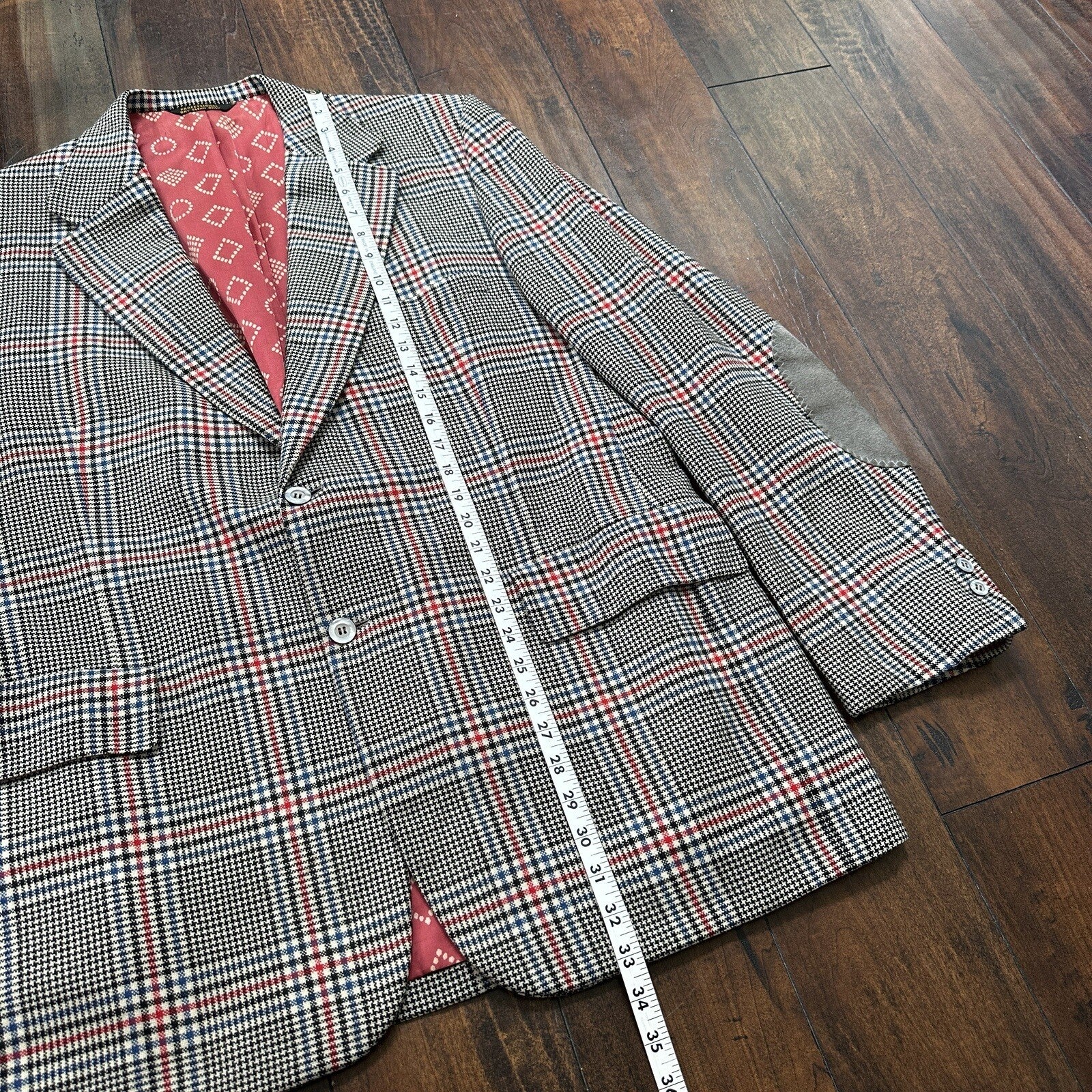 1960s 1970s Gray Cashemere Sport Jacket VTG Mens Suit 46 Rockabilly Stripe Plaid