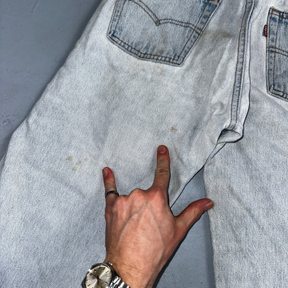 Levis 501 Vintage 90s USA XX Straight Leg Jeans Blue Light Wash 30x34 Act 28x29