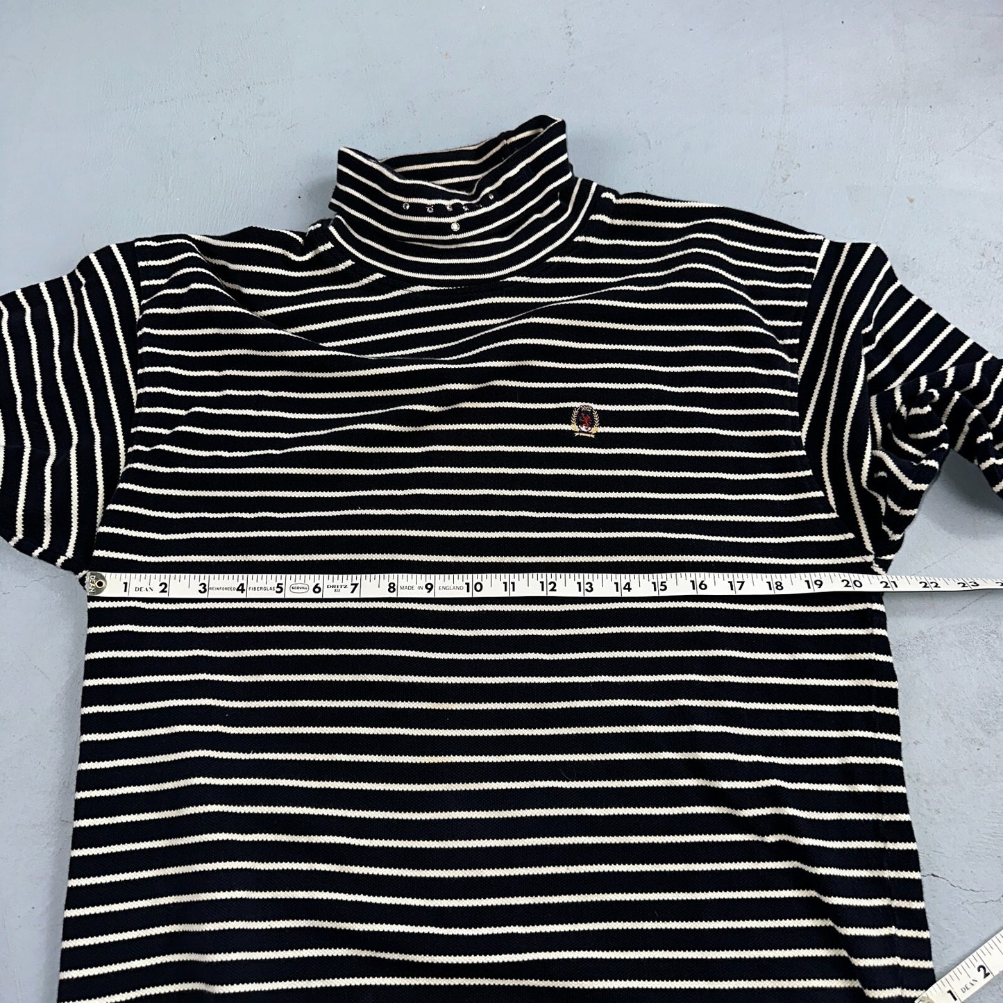 TOMMY HILFIGER Striped Turtleneck Long Sleeve XL Sparkles Added Custom VTG 90s