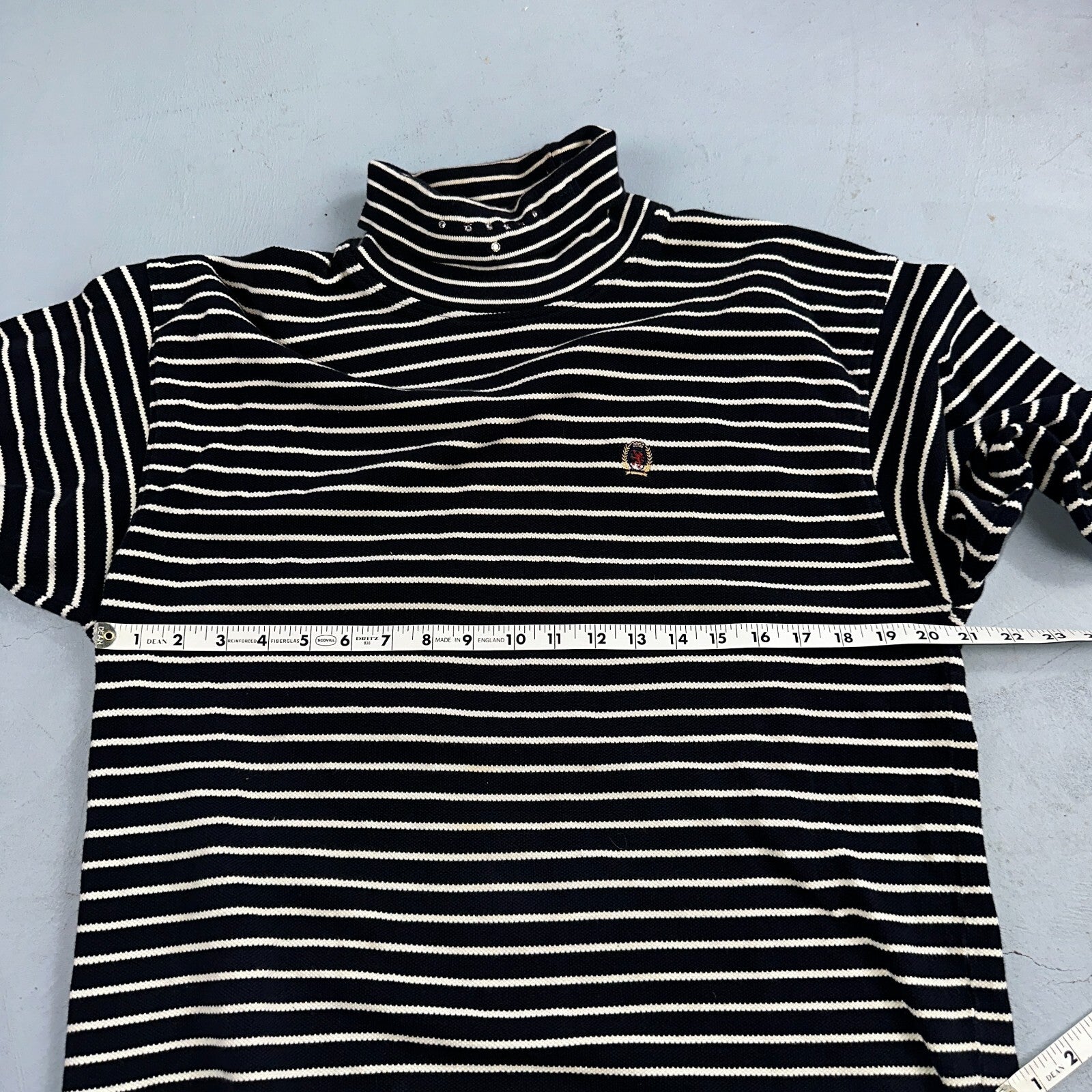 TOMMY HILFIGER Striped Turtleneck Long Sleeve XL Sparkles Added Custom VTG 90s