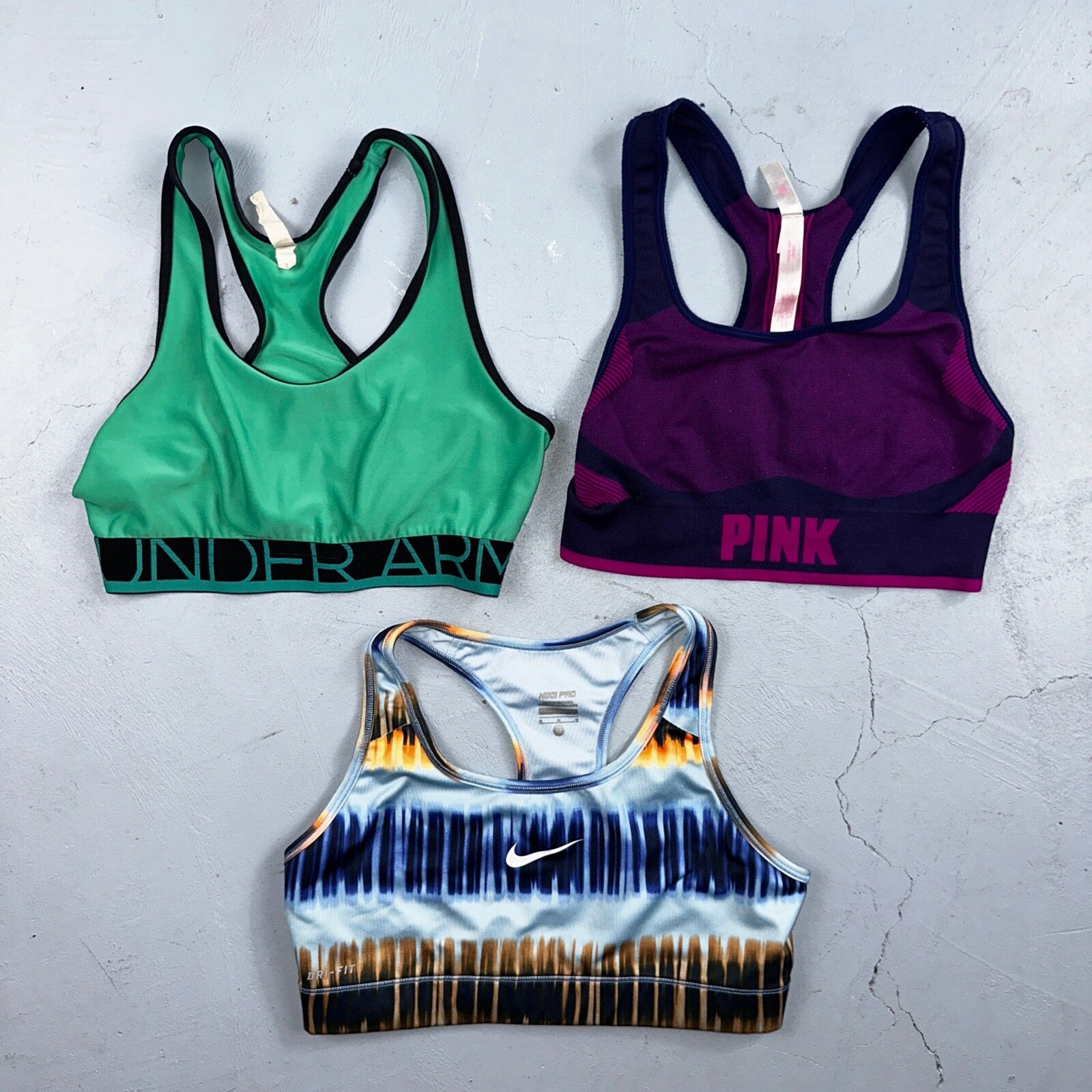 Nike Sports Bra Womens M Swoosh Outdoor Running Workout Lot of 3 Pink