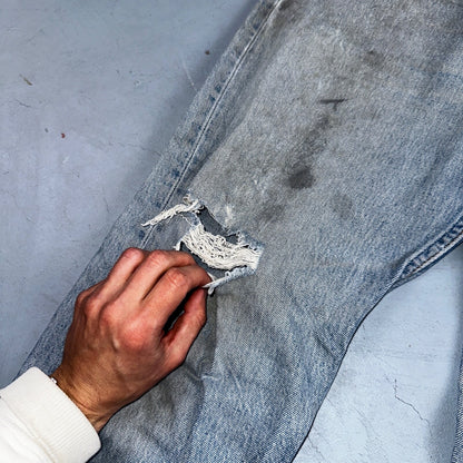 Levis 501 Vintage 90s USA XX Straight Leg Jeans Blue Thrashed 34x34 Act 33x32