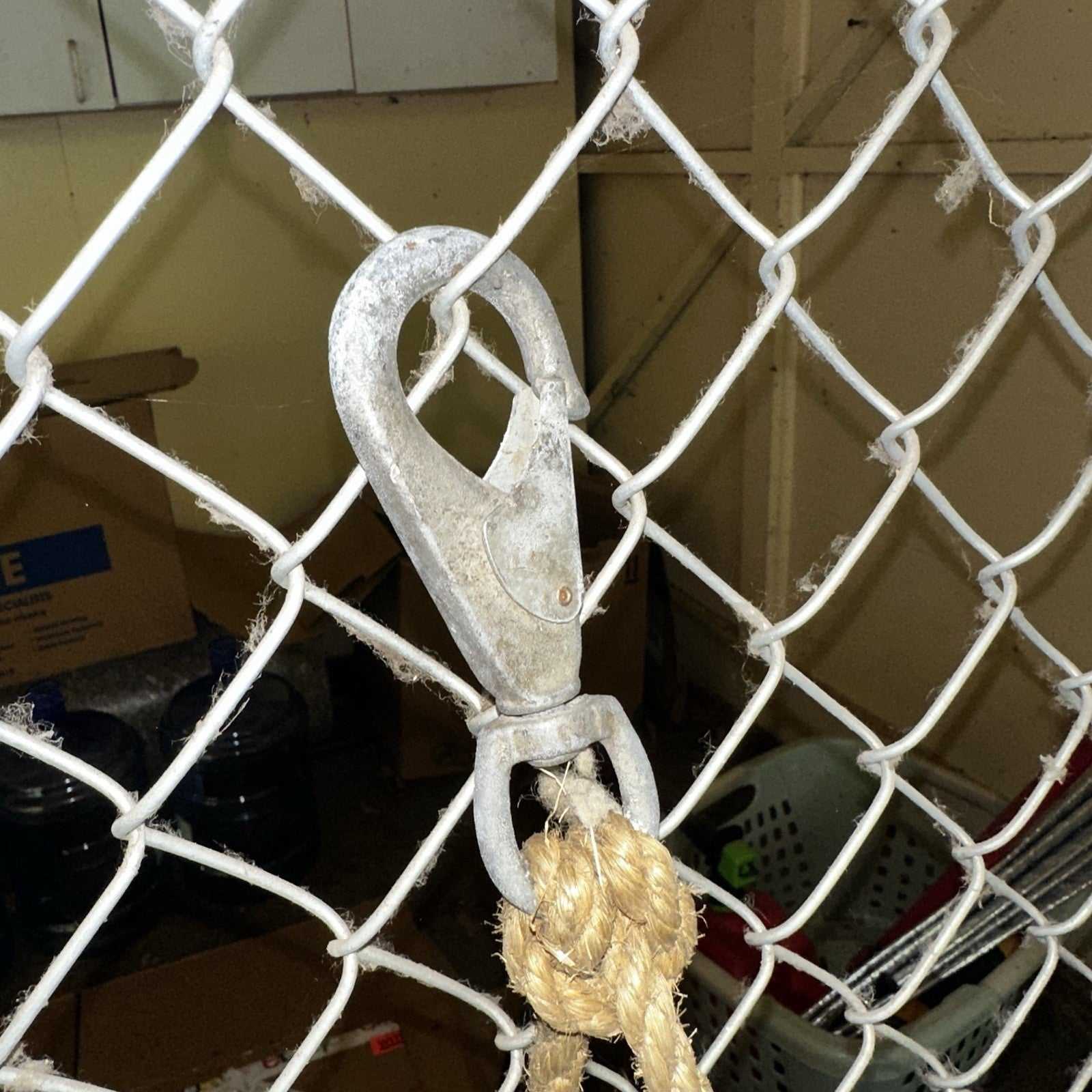 VTG Used Bell System Canvas Bucket Rope Lineman Tool Tote Barn Pulley Antique