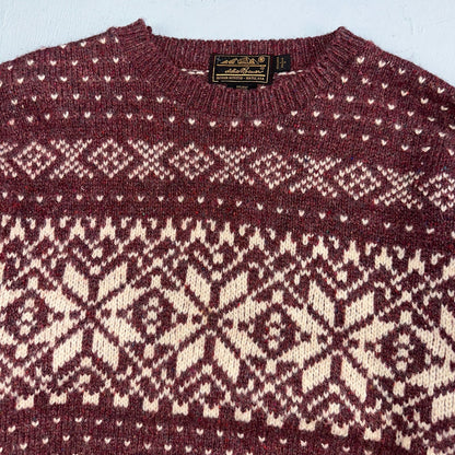 Eddie Bauer Vintage 90s Womens Large Wool Nordic Fair Isle Pullover Sweater