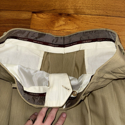 Zanieri Dress Pants Men’s 38 Tan 100% Wool Zignone Natural Stretch Made In Italy