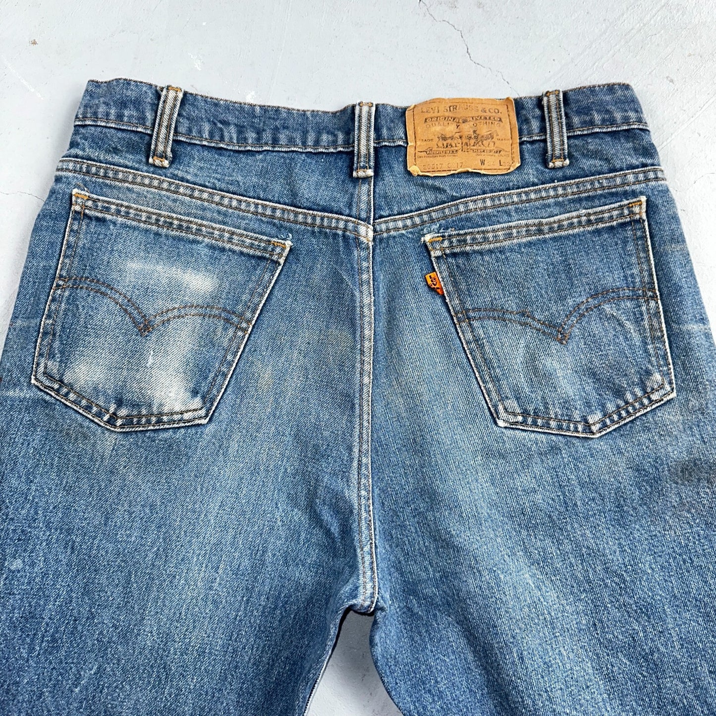 Levis 517 Vintage 90s Canada Orange Tab Bootcut Flare Blue Worn Jeans Act 33x30