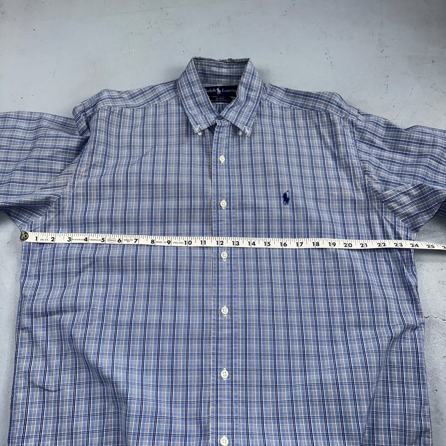 Ralph Lauren Polo VTG Button Down Shirt Men's M Blue Plaid Blake Two-Ply