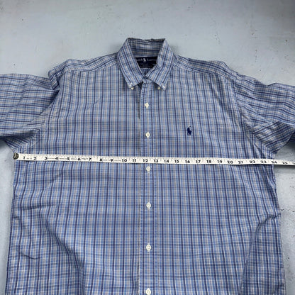 Ralph Lauren Polo VTG Button Down Shirt Men's M Blue Plaid Blake Two-Ply