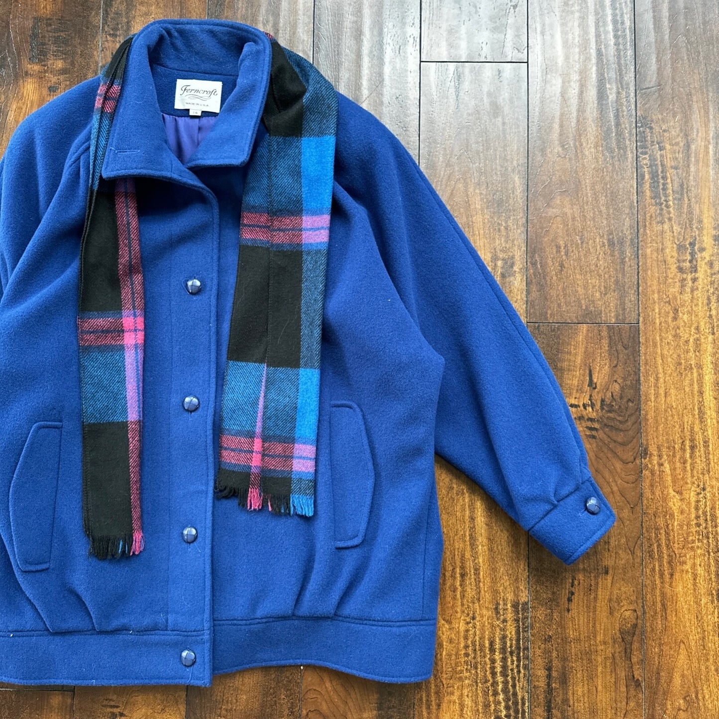 VTG Ferncroft Women's Fleck Blazer Jacket USA Union Made Sz 14 80s Pea Coat