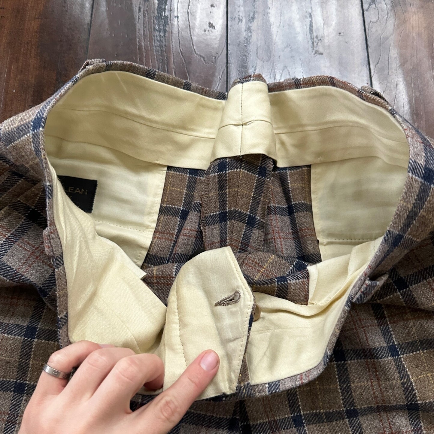 1960s 1970s Brown Sport Jacket VTG Mens Suit 44 36x28 Rockabilly Checkerboard