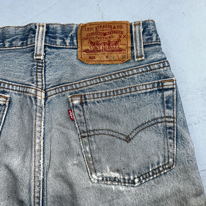 Levis 501 Vintage 90s USA XX Straight Leg Jeans Blue Light Wash 29x32 Act 28x31