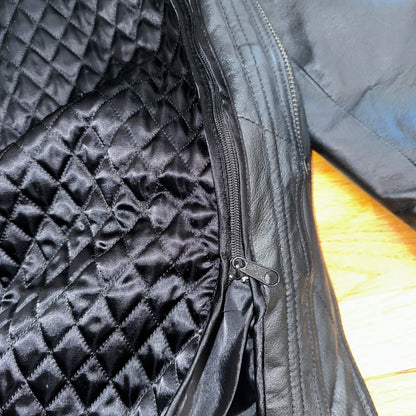 Michael Lawrence 100% Leather Jacket Coat-Quilted -Black-Very Soft-Men's XL VTG