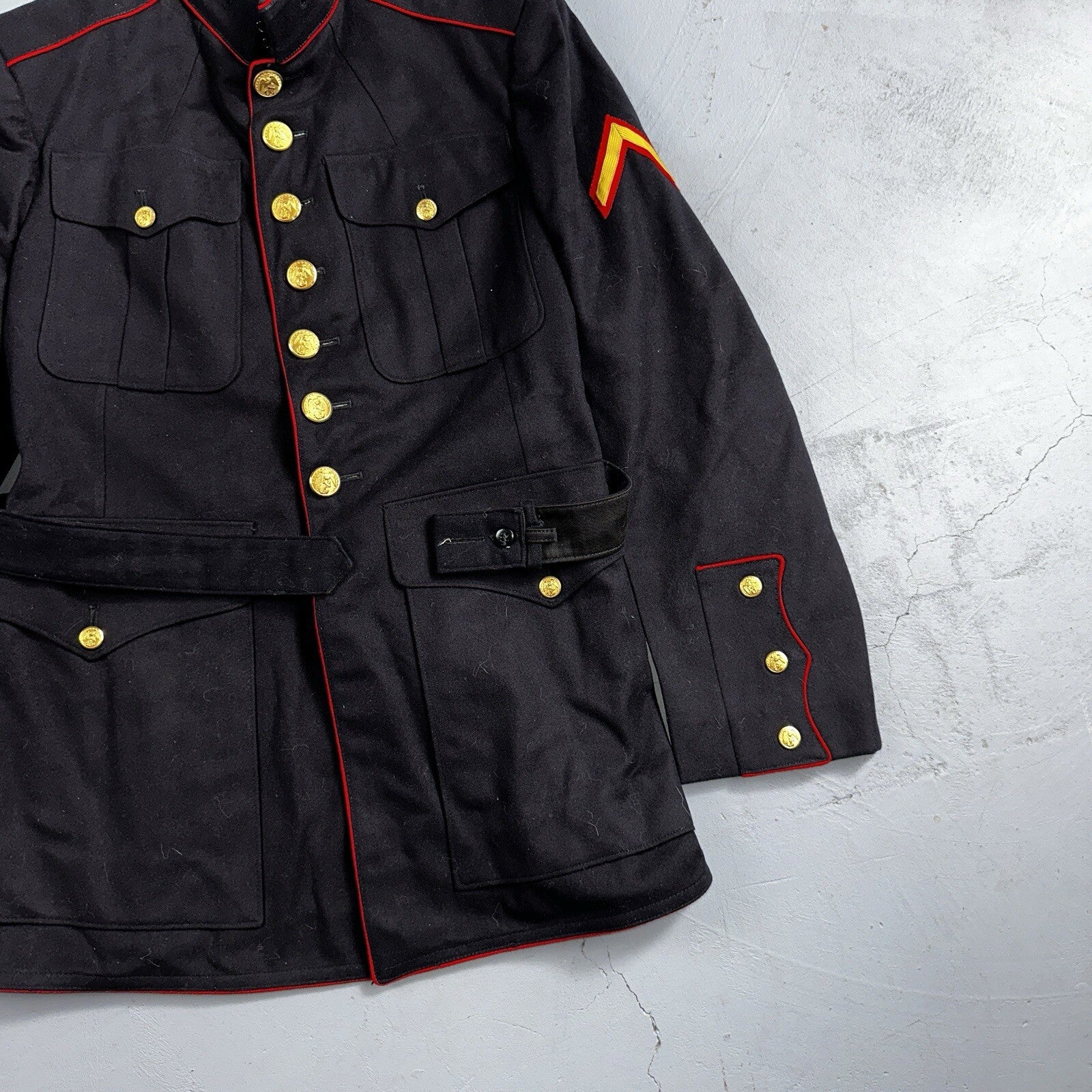 VTG Authentic WWII Paramarine United States Marine Corp Dress Blue Jacket USMC