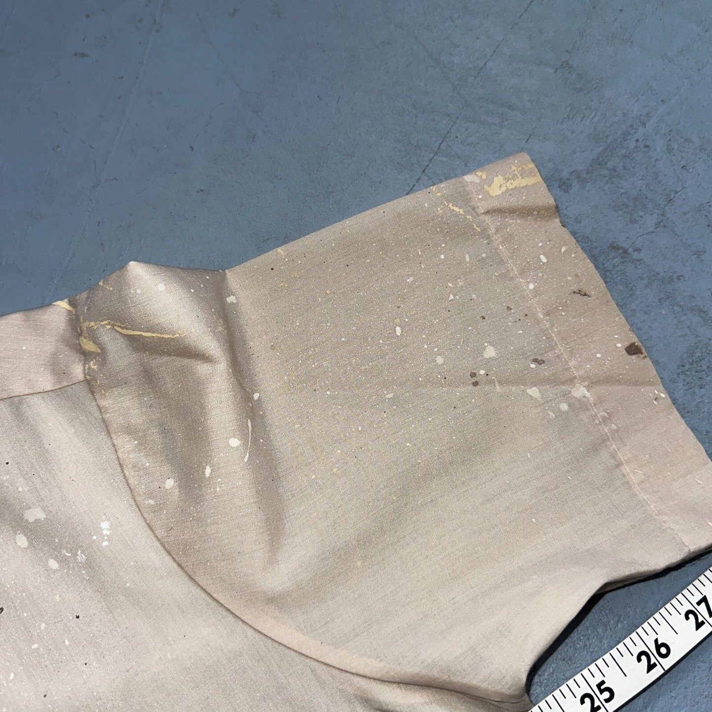 VTG 60s 70s Paint Stained Sears Perma Prest Short Sleeve Camp Shirt 16 Thrashed