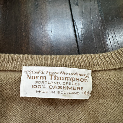 Norm Thompson 100% Cashmere 2-Ply Crew Neck Sweater Size 44 Scotland Beige