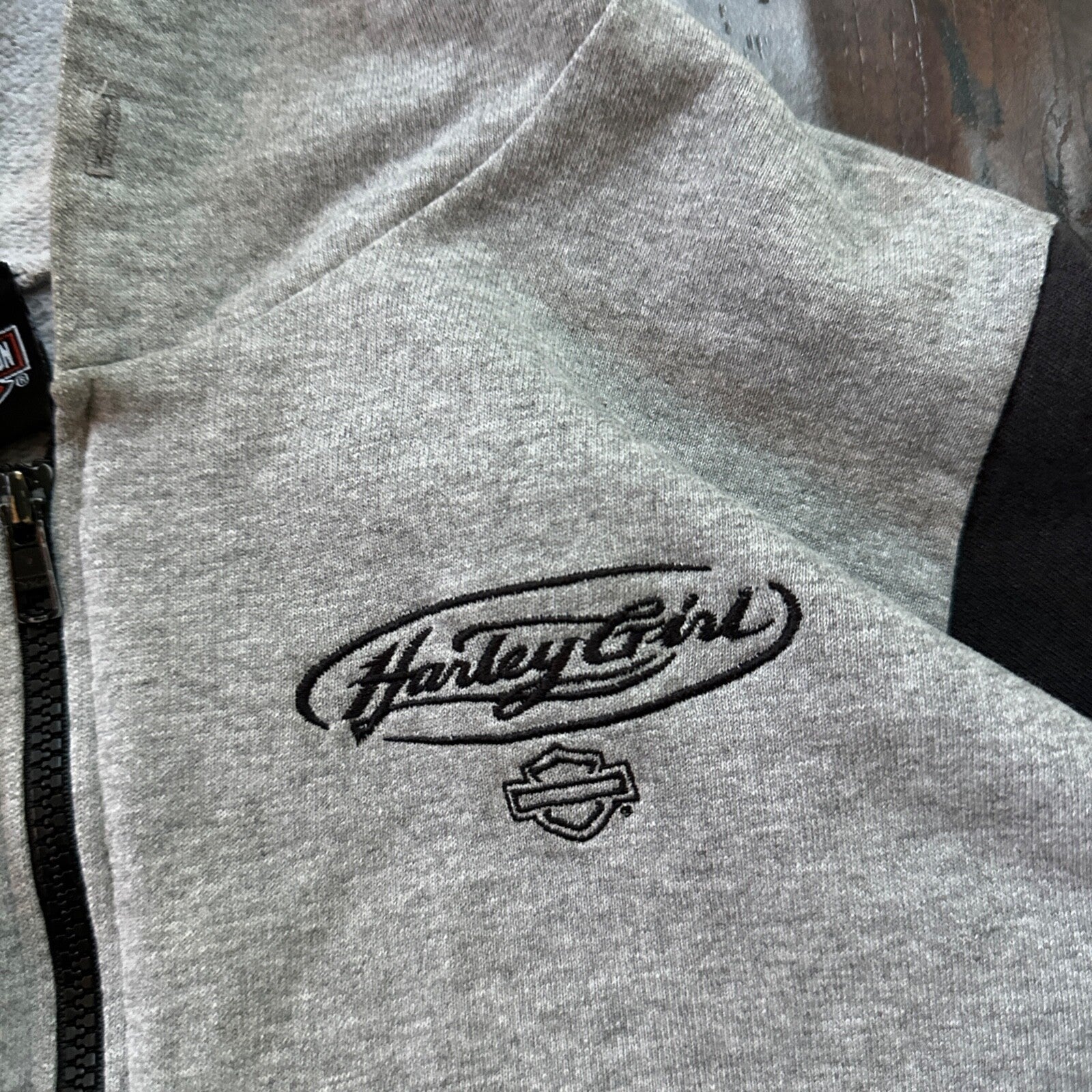 Vtg Harley Davidson Size L Women's Zip Up Hoodie USA 90s Eugene Oregon Bike