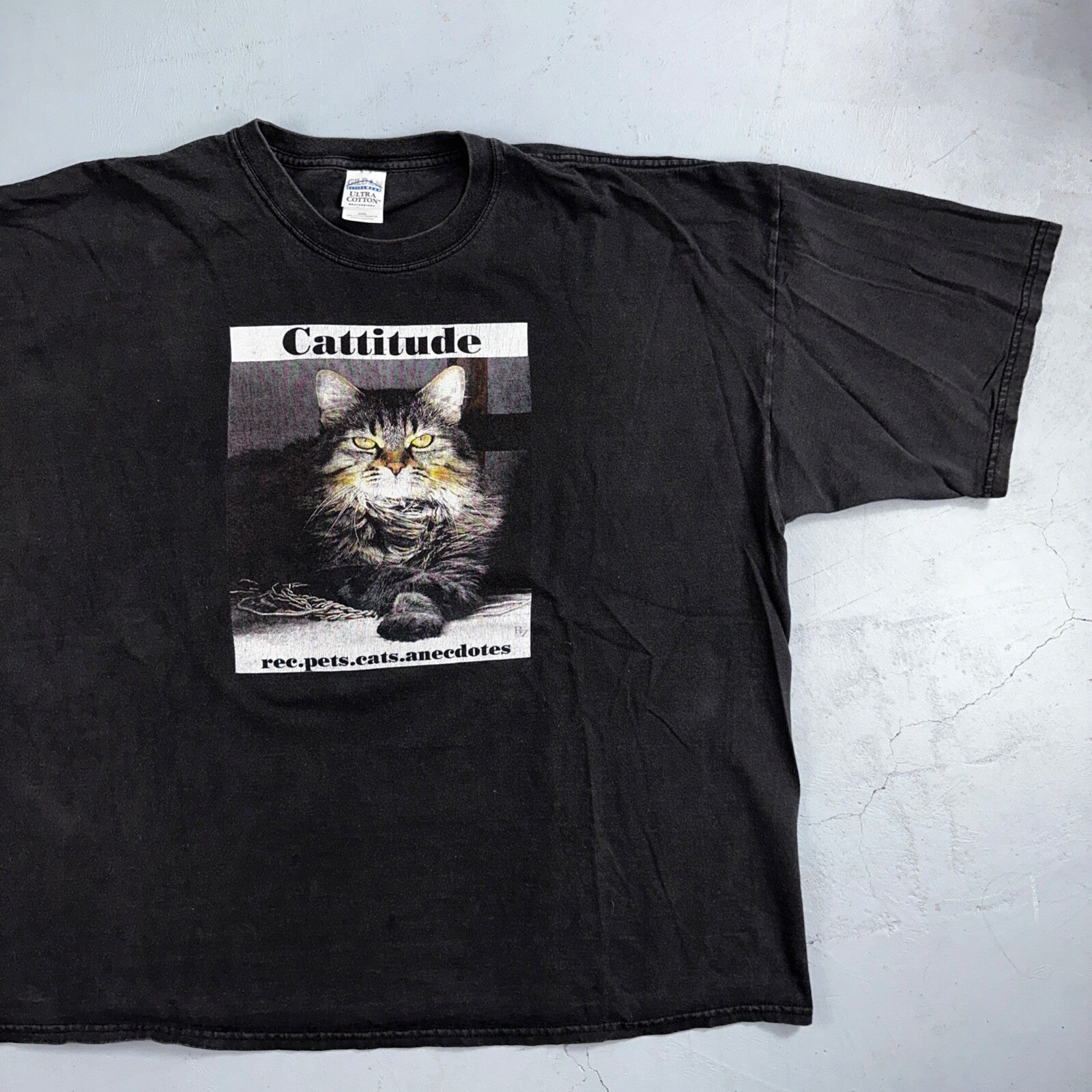 Cat Cattitude VTG T Shirt Y2K 3XL Black Funny Cute Animals Love Photo Art Rap
