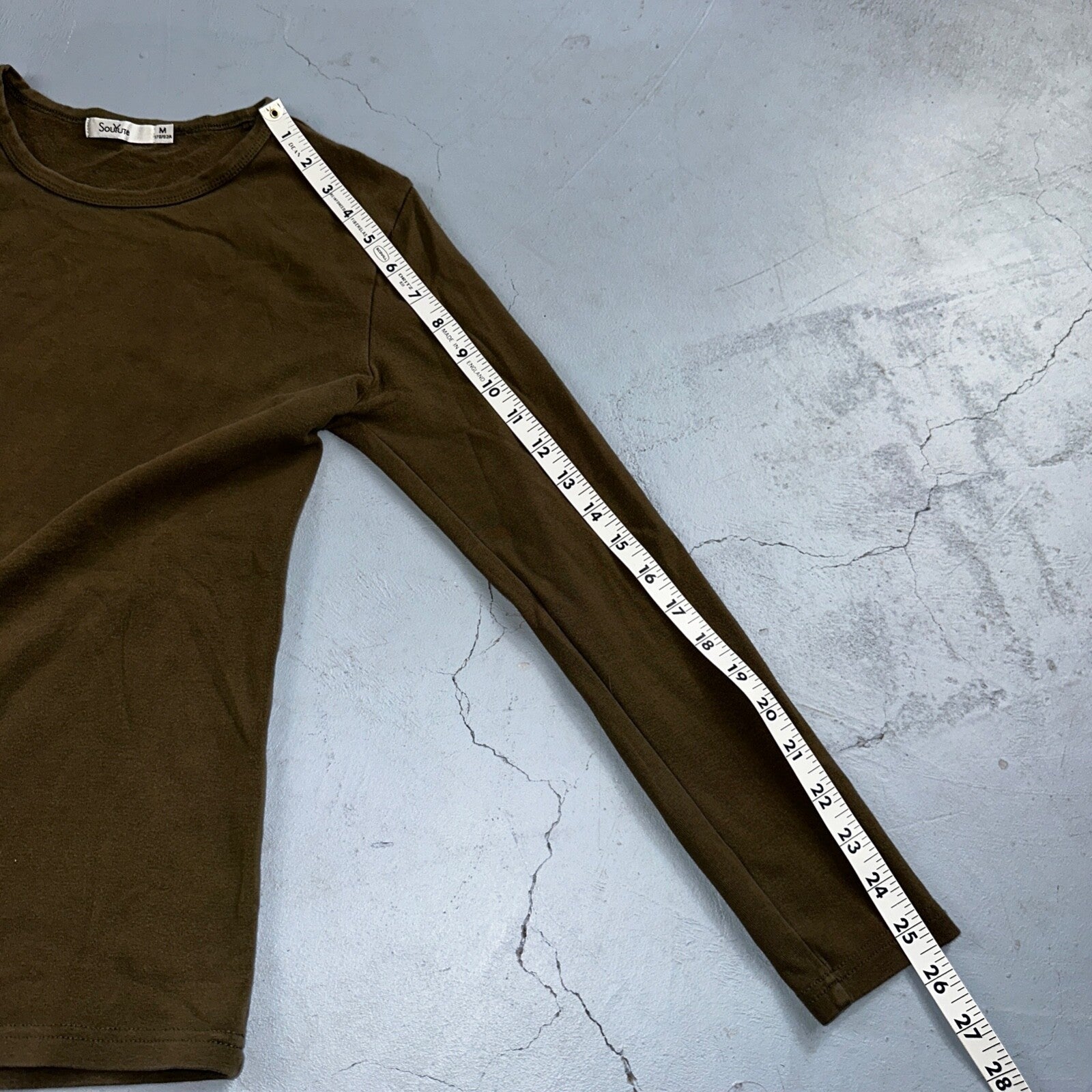 Souyute Basic Brown Womens Long Sleeve VTG T Shirt Tight Slim Essential Layer