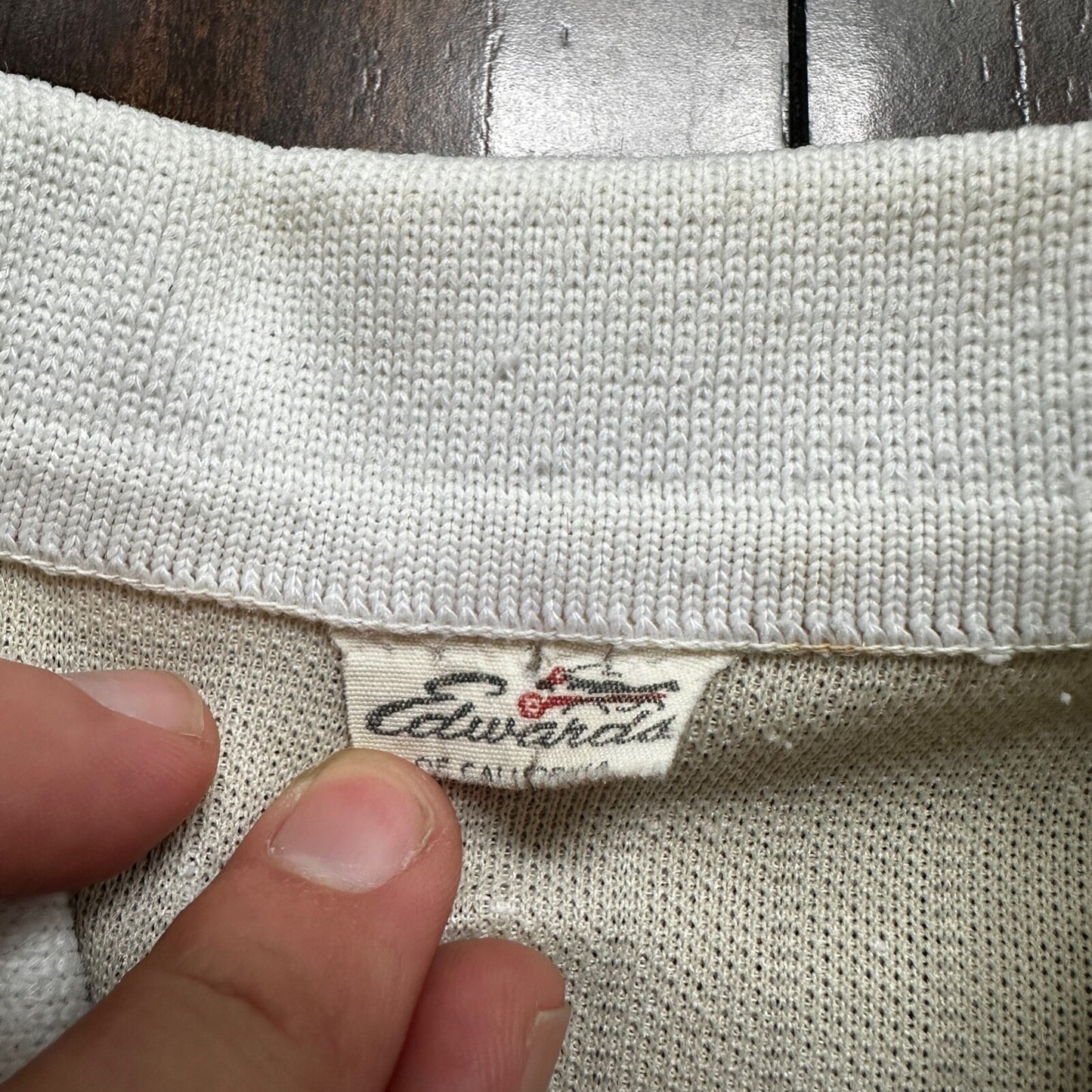 Vintage Edwards California White Polo Shirt Single Stitch 1960s Rockabilly 60s