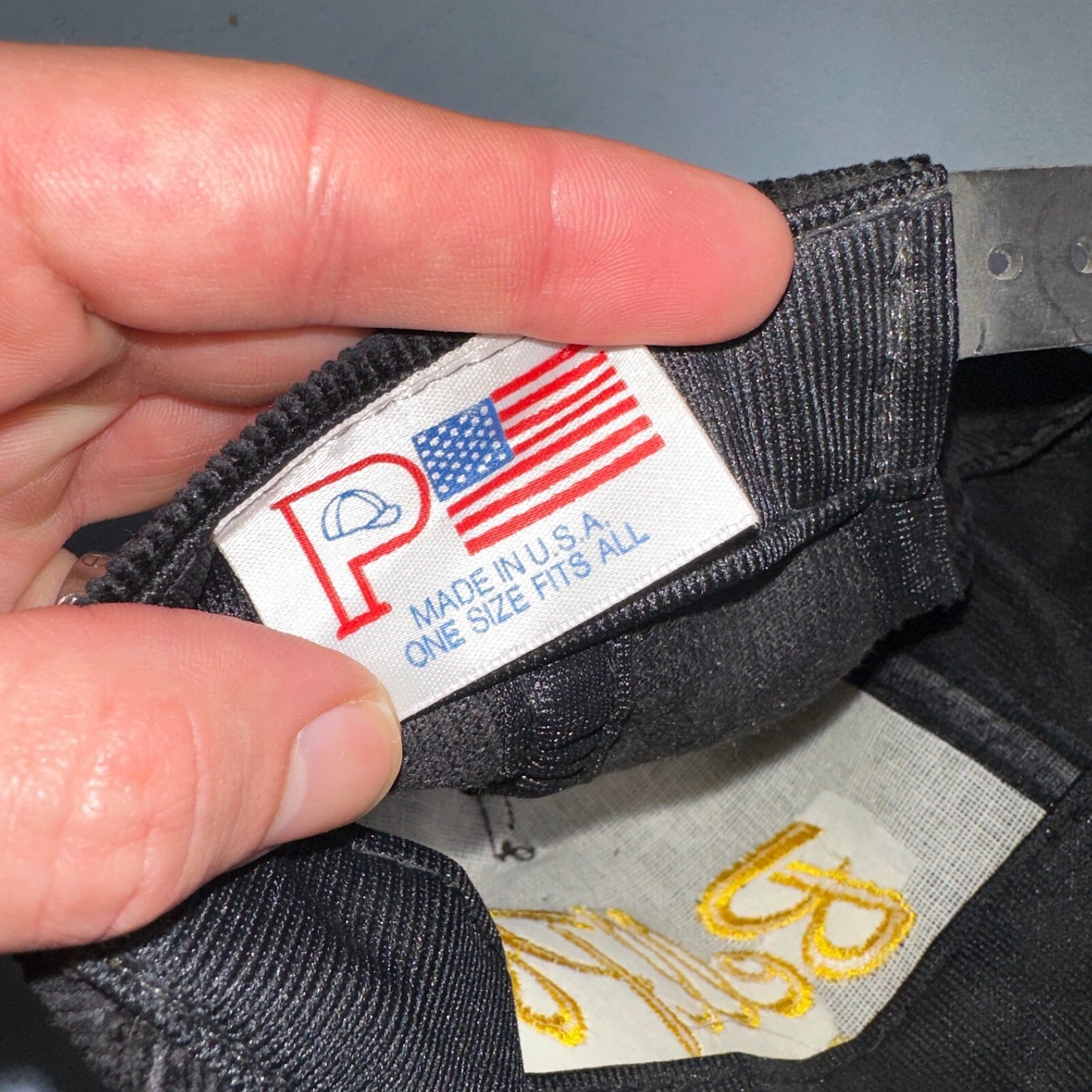 Conway Washington Bell Pole Corduroy VTG Hat Cap Snapback Black USA Hiking Truck