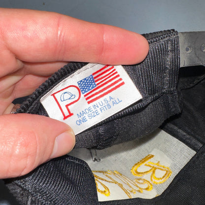 Conway Washington Bell Pole Corduroy VTG Hat Cap Snapback Black USA Hiking Truck