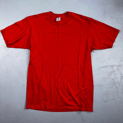 Jerzees 90s USA VTG T Shirt Red No Print Lot 1 Single Stitch Basic Tee Simple