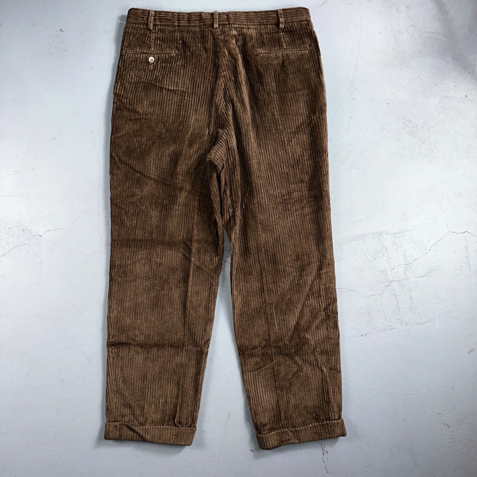 J. Peterman Pants Mens 38 Brown Thick Corduroy Pleated Chino Straight Pockets