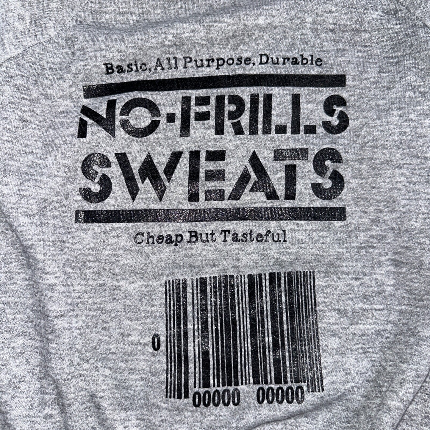 No Frills Sweat Sweatshirt 80s VTG Crewneck Gym Gray Barcode Raglan Jumper 1980s