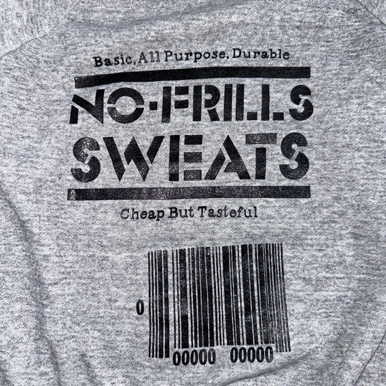 No Frills Sweat Sweatshirt 80s VTG Crewneck Gym Gray Barcode Raglan Jumper 1980s