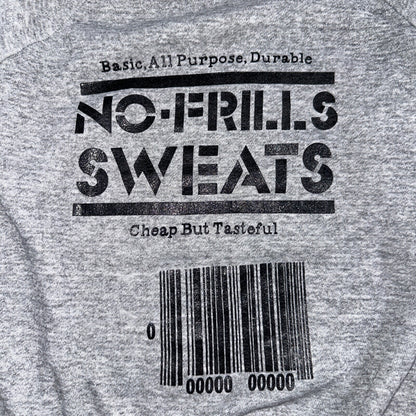 No Frills Sweat Sweatshirt 80s VTG Crewneck Gym Gray Barcode Raglan Jumper 1980s