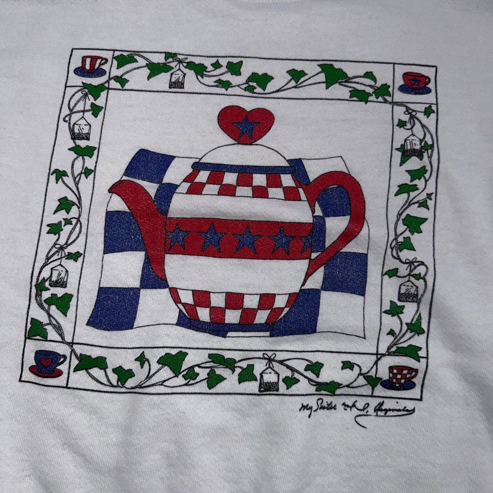 Grandma Core Tea 90s USA Sweatshirt VTG Crewneck Large Autumn Fall Halloween