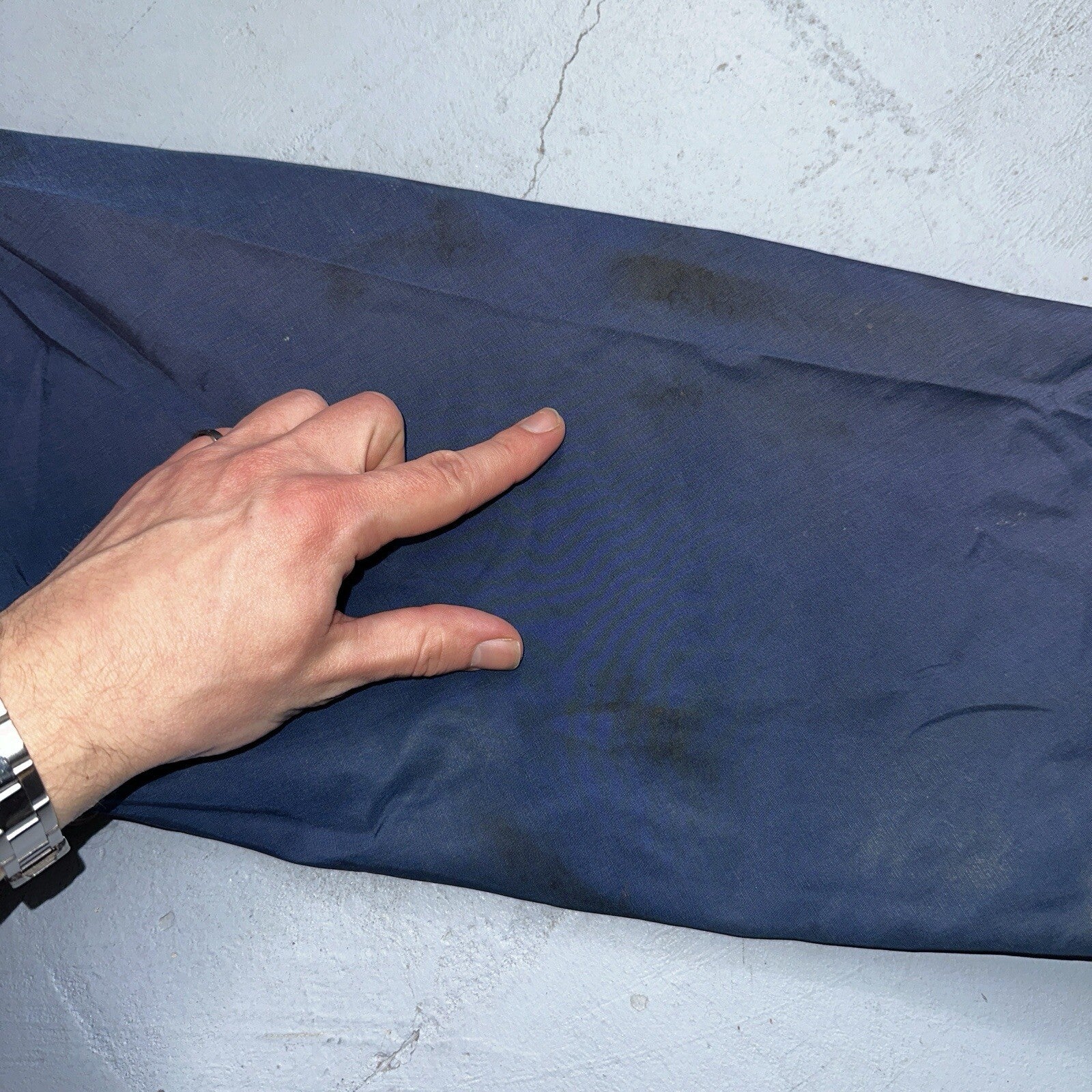 Eddie Bauer VTG Hooded Barn Jacket S Blue Cotton Chore Coat Track Hiking 90s