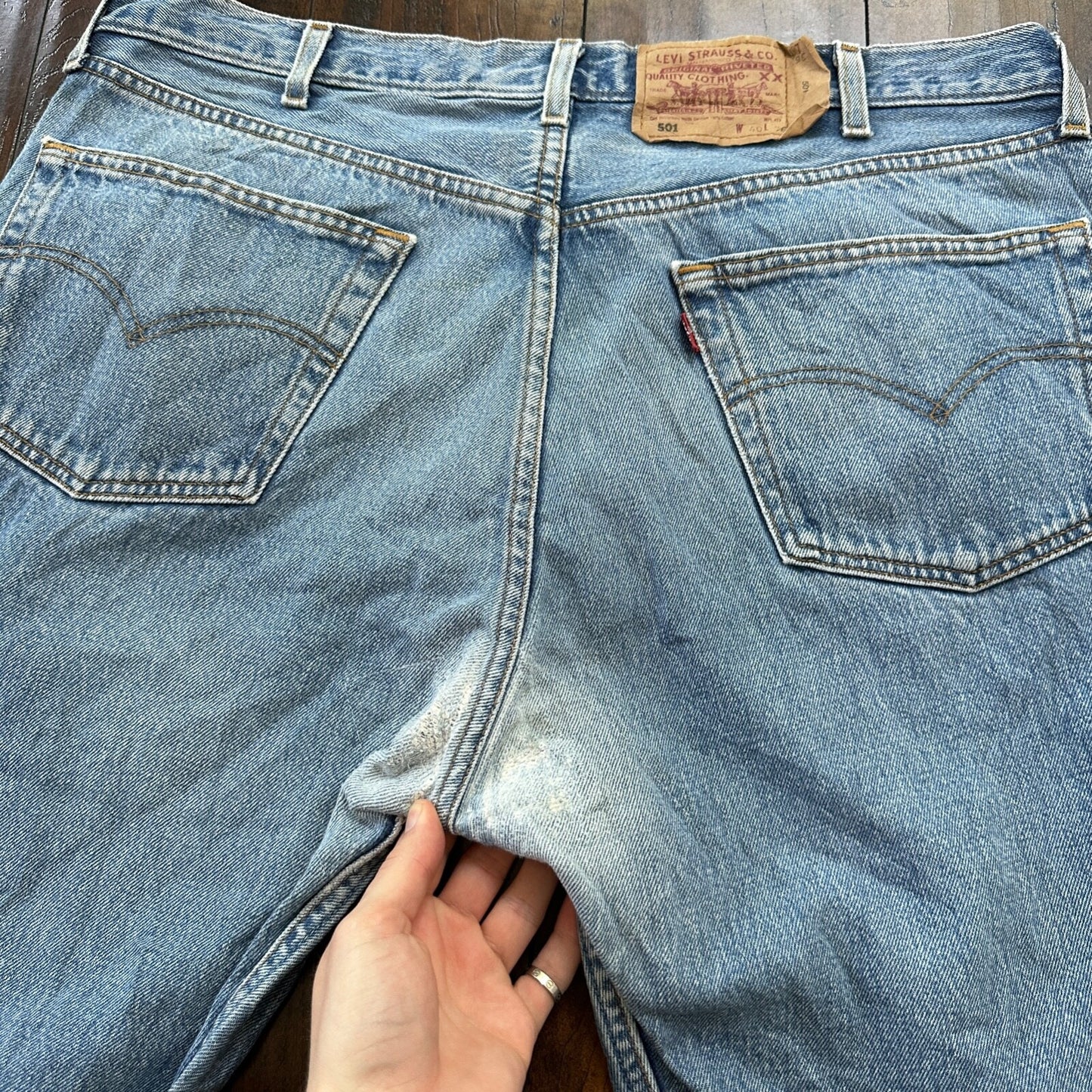 Levis 501 Vintage 90s Straight Leg XX Belgium Jeans 40x36 Light Wash Act 36x30