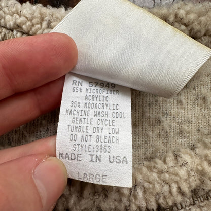 Jack Mulqueen Sweater Women’s Large Fuzzy Cozy Warm Sherpa Jacket VTG 90s USA