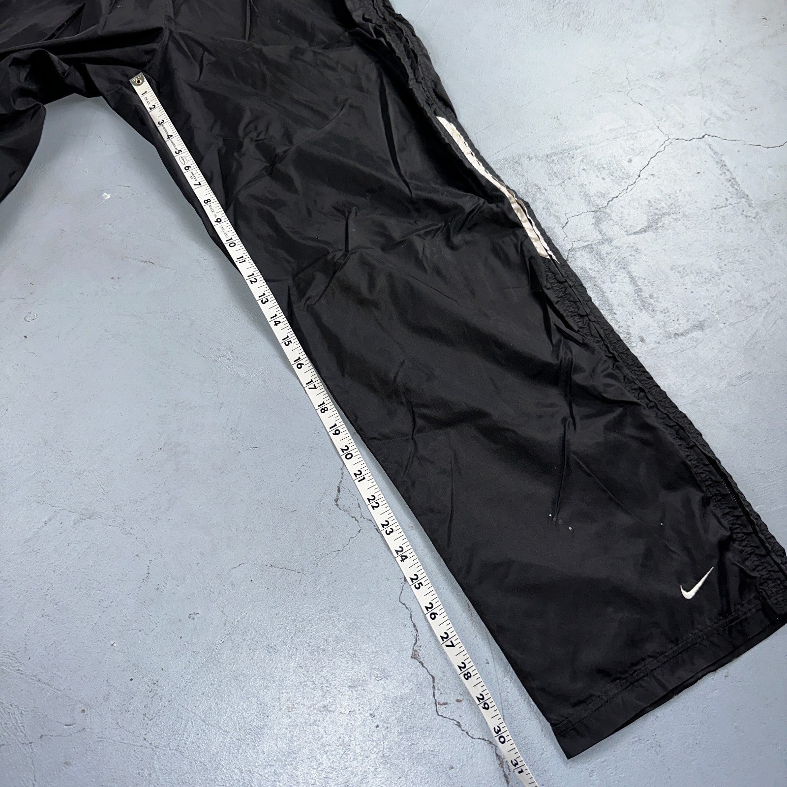 Nike VTG 90s Windbreaker Track Pants Ankle Zip Unlined Black 1990s Essential
