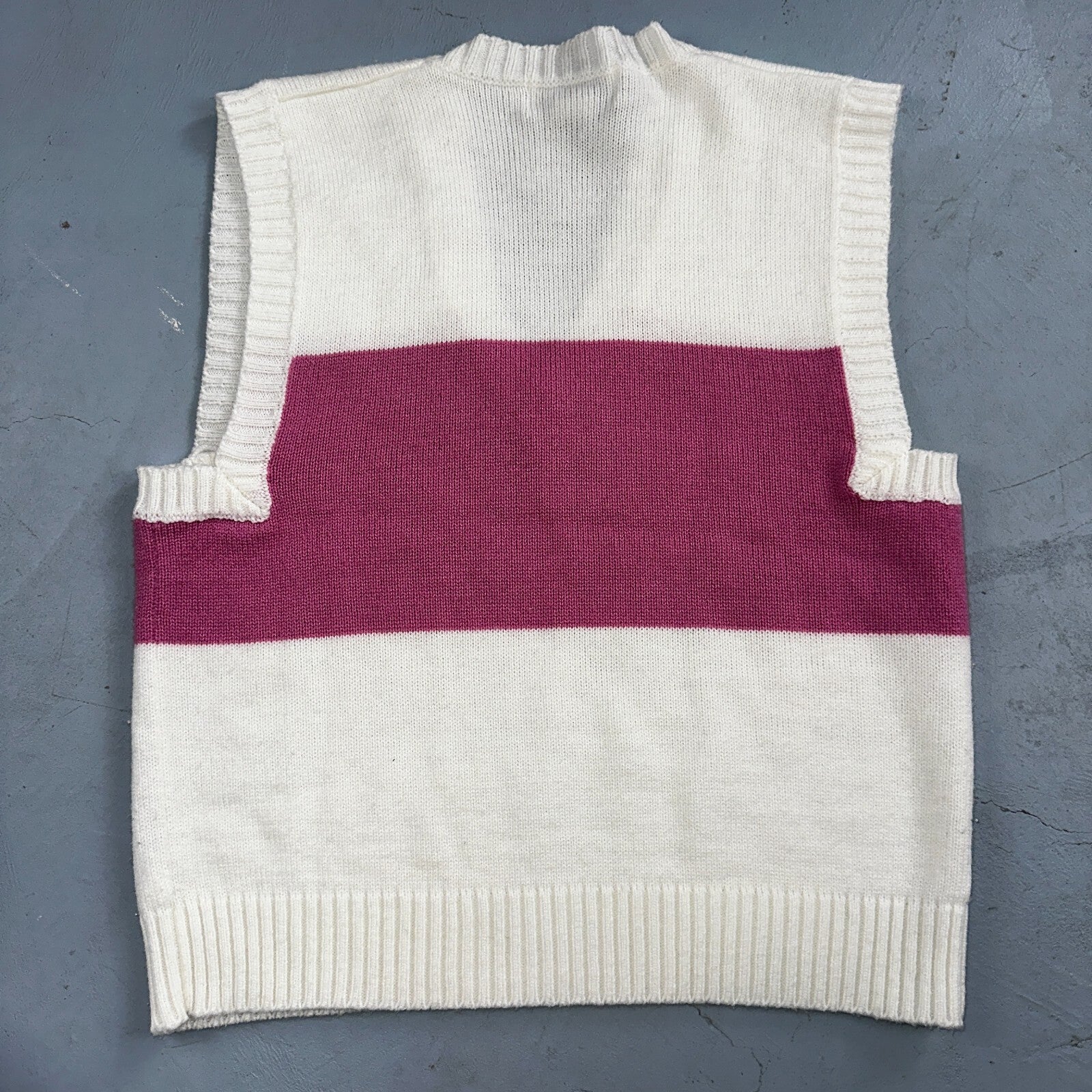 Skiva VTG Pink Sweater Vest Women's L Retro Pullover Knit 1980s 80s Colorblock