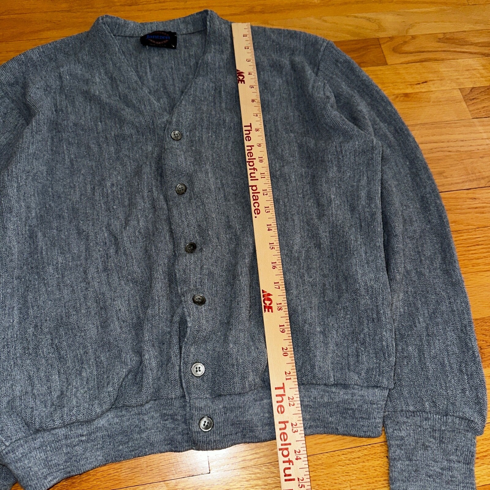 Vintage Jantzen Men’s Large Cardigan Gray Sweater Kurt Cobain 1980s 80s Rare