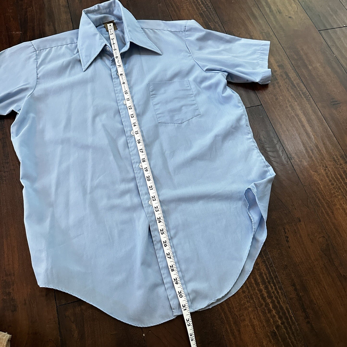 Vintage Jandy Place Bardon Shirt Mens L Polyester Button Down Blue Basic