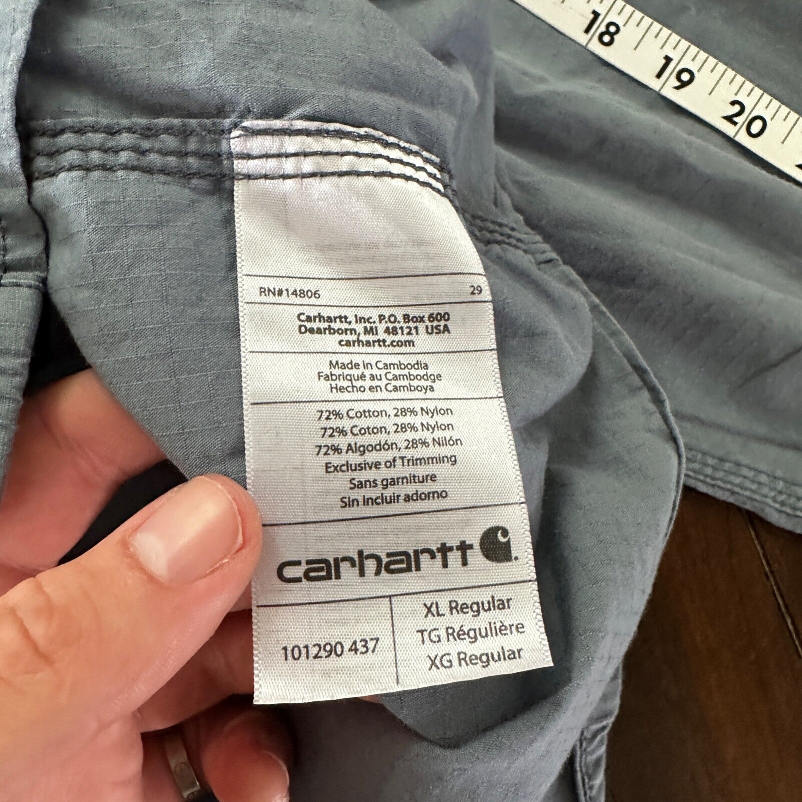 Carhartt Button Shirt XL Blue Force Long Sleeve Shirt Vented Relaxed Fit 101290