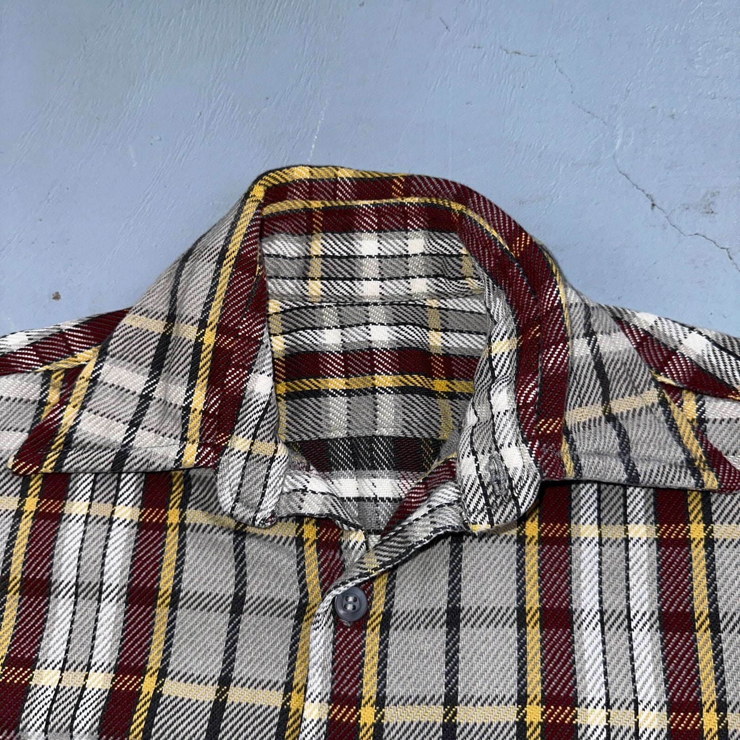 VTG Big Mac JC Penny Thick 100% Cotton Flannel Work Shirt M 70s Plaid Thrashed