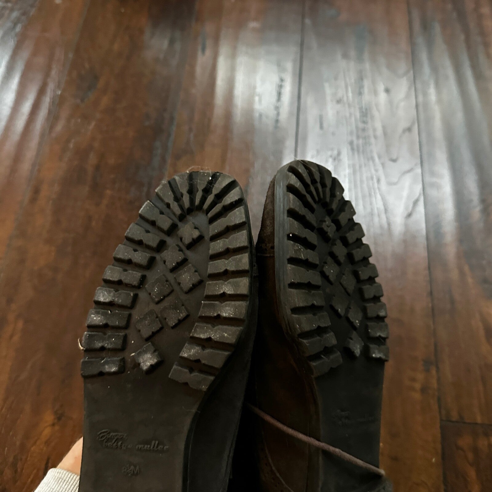 Brown Lace Leather Ankle Boots 8.5 Bootie Bettye Muller Hi Block Heel