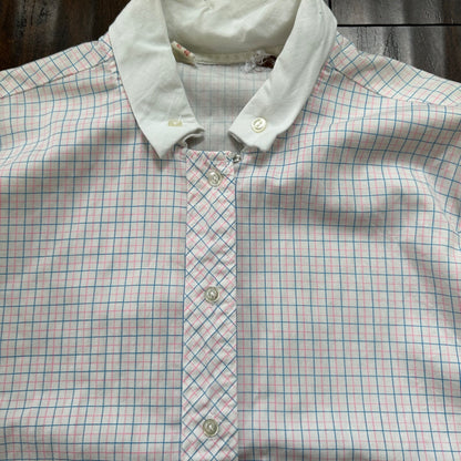 VTG 70s women's White Plaid Flannel Shirt Grunge Punk 40 Checkered jane hunt