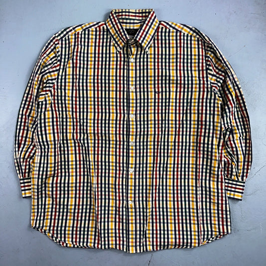 Paul & Shark Shirt Men's 46 Button Down Long Sleeve Gingham Check Italy Tricolor
