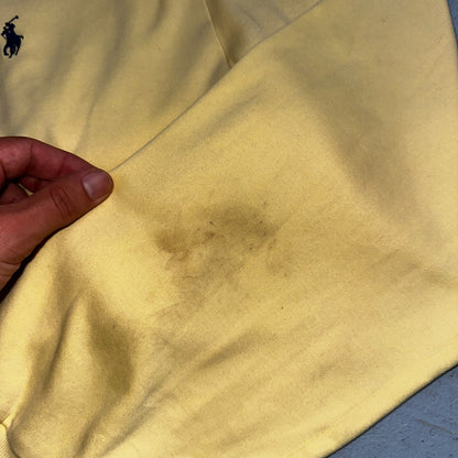 Polo Ralph Lauren Shirt Large Yellow Logo Blue Pony Long Sleeve Single Stitch